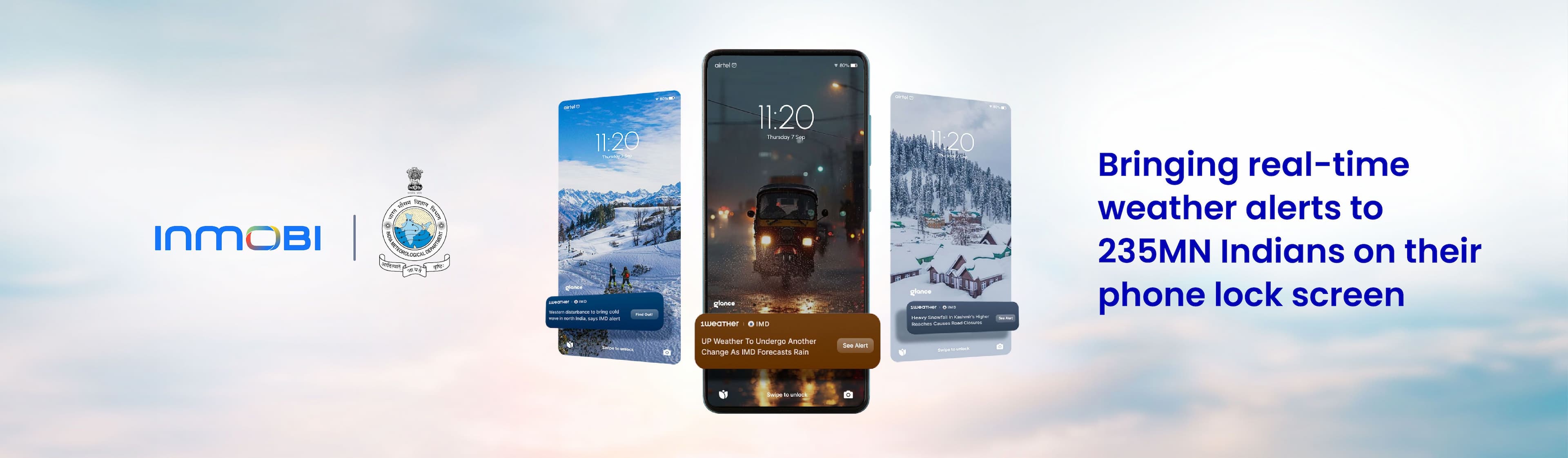 India Meteorological Department and 1Weather bring weather alerts to 235 million Indians on their Glance Lock Screen 